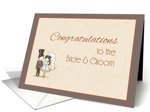 Bride, Groom Stick Couple, Wedding Congratulations card (940678)