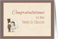 Bride, Groom Stick Couple, Wedding Congratulations card