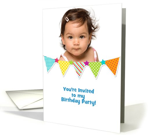 Colorful Bunting Flags, Birthday Invitation Photo card (941430)