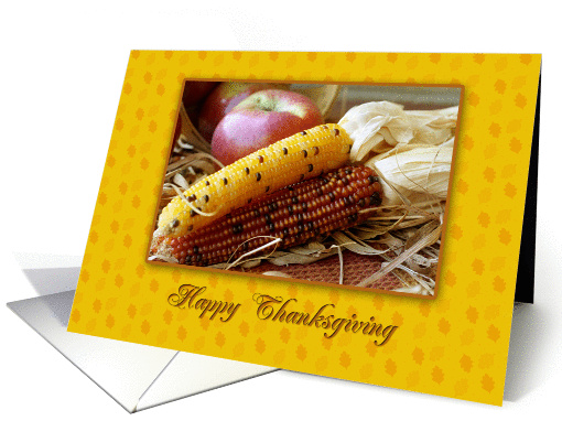 Indian Corn, Apples, Happy Thanksgiving card (942267)