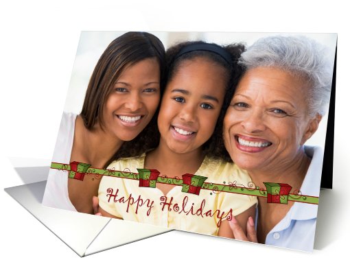 Gift Boxes, Swirls, Happy Holidays, Christmas Photo card (942660)