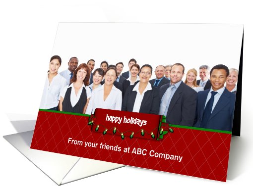 Green Holiday Lights, Red Tag, Christmas Photo card (942663)