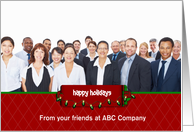 Green Holiday Lights, Red Tag, Christmas Photo Card