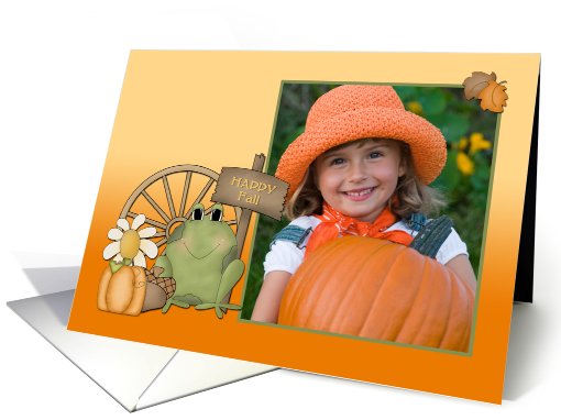 Happy Fall, Frog, Pumpkins, Photo card (945438)