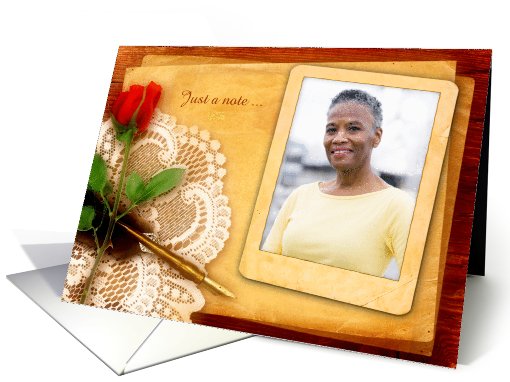 Red Rose, Lace, Just a Note, Photo card (945464)