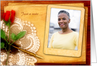 Red Rose, Lace, Just a Note, Photo Card