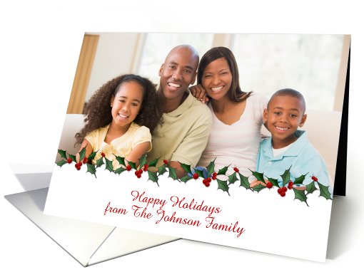 Holly Border Christmas Photo card (947631)