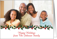 Holly Border Christmas Photo Card