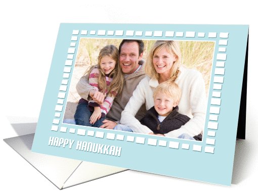 Blue, White Block Frame Hanukkah Photo card (950521)