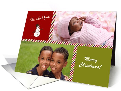 Holiday, Diagonal Stripes, Snowman Photo card (955951)