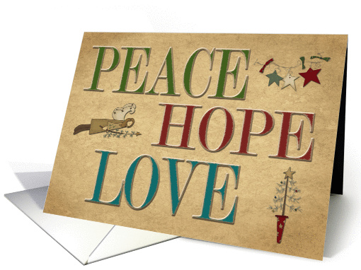 Peace, Hope, Love, Word Art, Holiday Symbols card (965141)