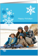 Snowflakes Blue, Holiday Photo Card