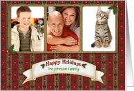 Holly Stripes Christmas Photo Card