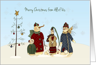 Snowmen Group, Winter, Christmas Greeting from All of Us card