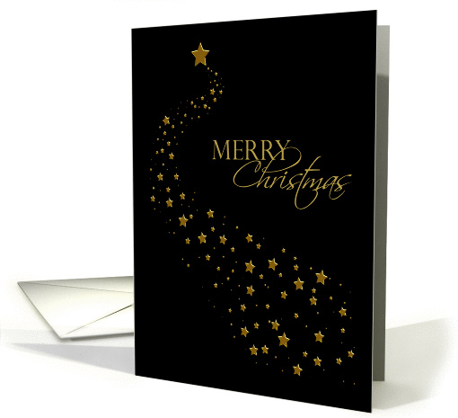 Gold Stars, Black, Christmas Greeting card (972645)