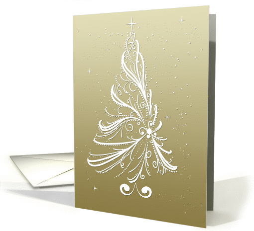 White Stylized Christmas Tree, Gold card (972651)