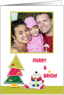 Colorful Christmas Tree, Polar Bear Greeting card