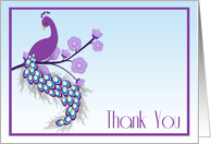Purple Peacock Thank You card