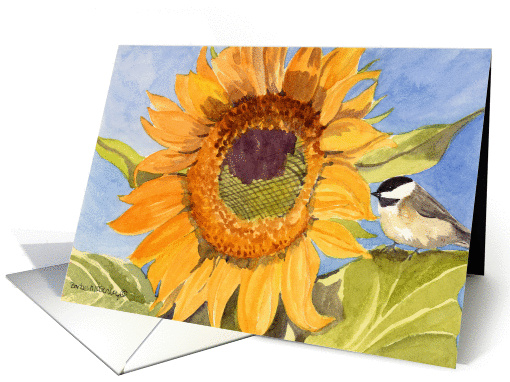 Sunflower and Chickadee card (178559)