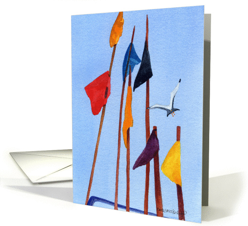 Boat Flags and Seagull card (179572)