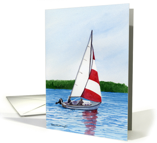 Red and White Sailboat card (179594)