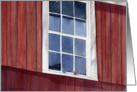 Red Barn Window with Sparrows card