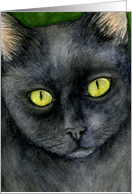 Lucky Black Cat Watercolor Card
