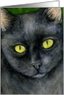 Lucky Black Cat Watercolor Card