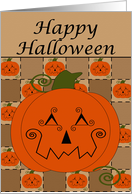 Patchwork Pumpkin Halloween Card