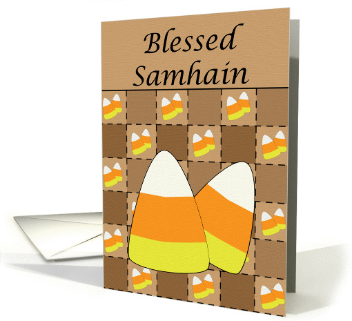 Patchwork Candy Corn Samhain card (473195)