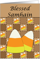 Patchwork Candy Corn Samhain Card