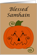 Patchwork Pumpkin Samhain Card