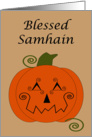Patchwork Pumpkin Samhain Card