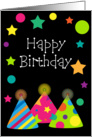 Happy Birthday Party Hats Card