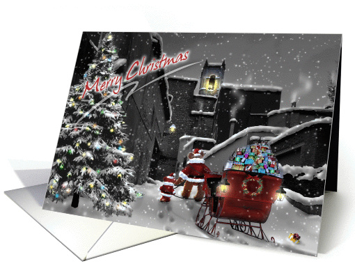 Teddy Bear Santa Christmas card (303842)