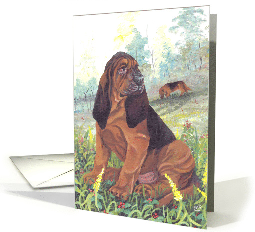Blank Note Card, Bloodhound black and tan Dog card (1285788)