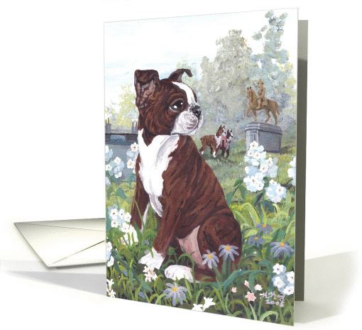 Boston Terrier brindle Dog card (1285878)