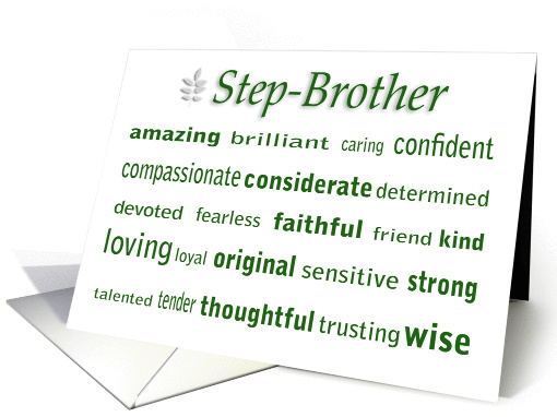 Happy Birthday Step-Brother Word Cloud card (374871)