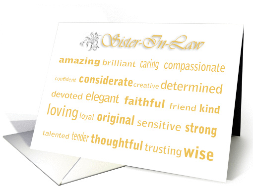 Happy Birthday Sister-In-Law Word Cloud card (374877)