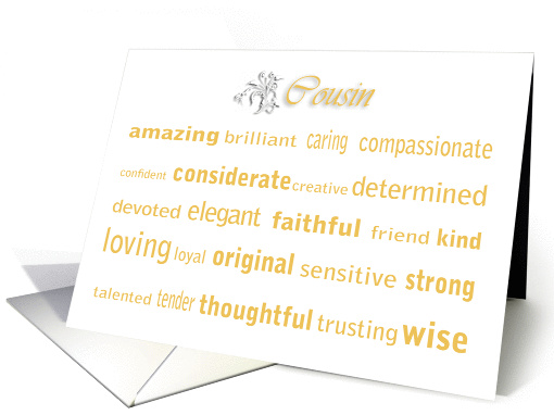 Happy Birthday Cousin Word Cloud card (374892)