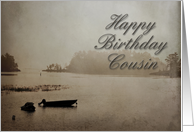 Happy Birthday Cousin, Boat in Lake card