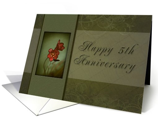 Happy 5th Anniversary, Flower with Green Background card (621498)
