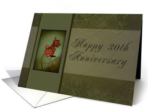Happy 30th Anniversary, Flower with Green Background card (621502)