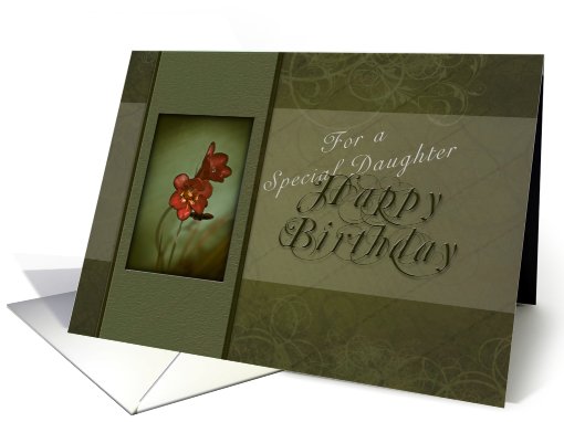 Special Daughter - Happy Birthday, Flower with Green Background card