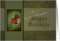 Special Daughter - Happy Birthday, Flower with Green Background card