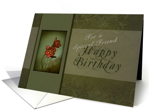 Special Friend - Happy Birthday, Flower with Green Background card