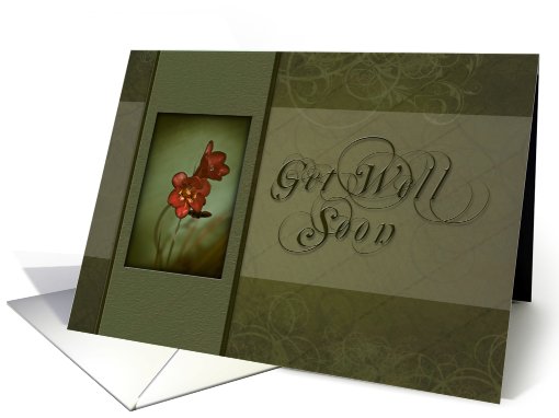 Get Well Soon, Flower with Green Background card (621558)