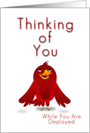 Thinking of You While You are Deployed, Cartoon Bird card