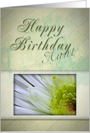 Aunt Happy Birthday, White and Green Flower card