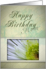 Mom Happy Birthday, White and Green Flower card